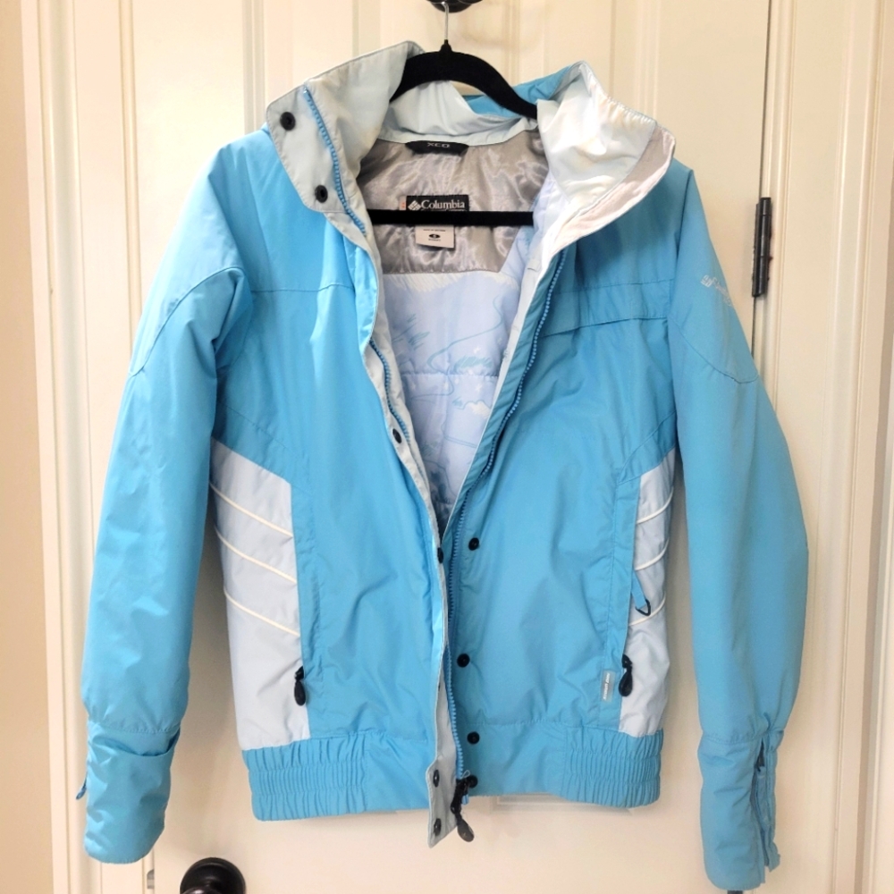 Columbia Light Blue Womens Snow Jacket SMALL-used